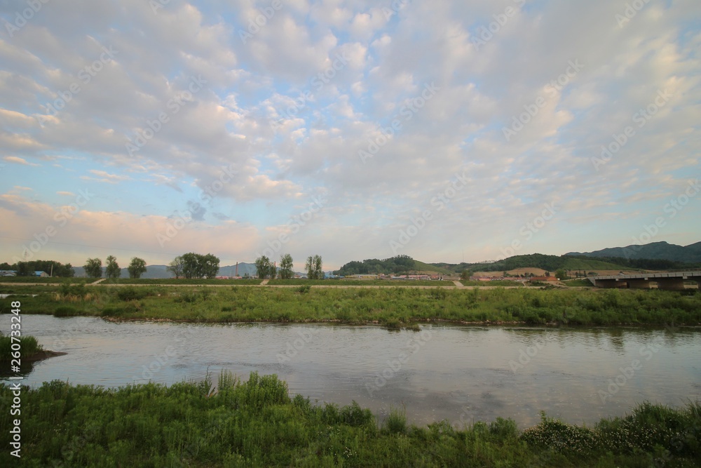 landscape with river and clouds landscape with river and clouds