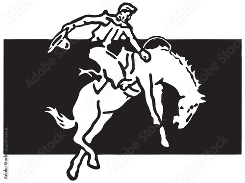 Rodeo Rider 4  - Retro Ad Art Illustration