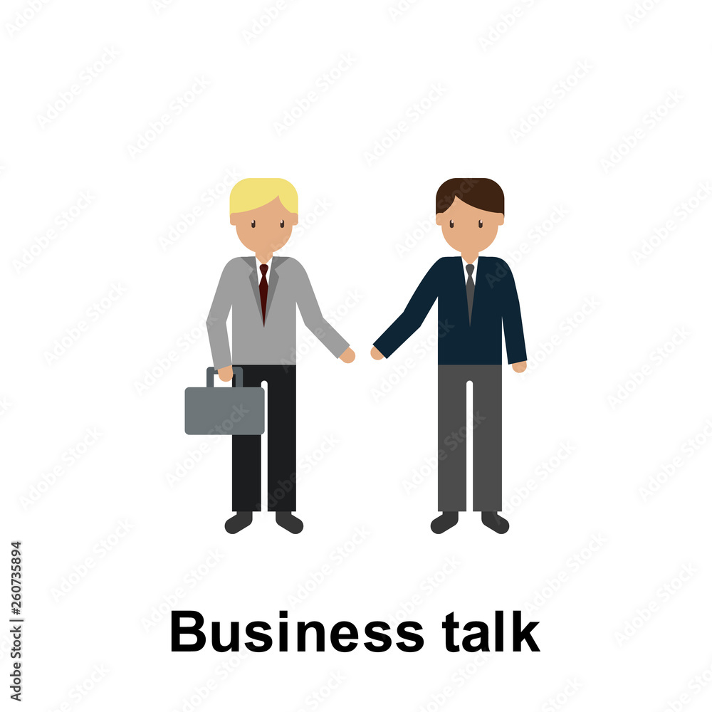 Business talk color icon. Element of business illustration. Premium quality graphic design icon. Signs and symbols collection icon for websites, web design, mobile app Business talk color icon. Element of business illustration. Premium quality graphic design icon. Signs and symbols collection icon for websites, web design, mobile app