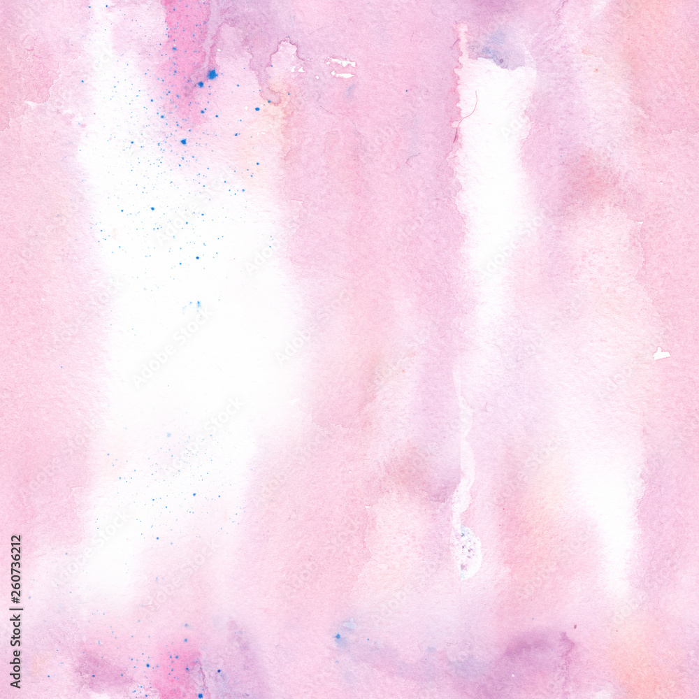 Pink abstract watercolor hand painted seamless background.