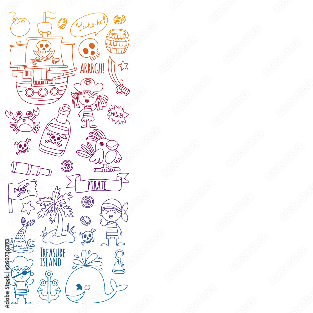 Vector pattern with pirate icons. Adventure, birthday party. Vector pattern with pirate icons. Adventure, birthday party.