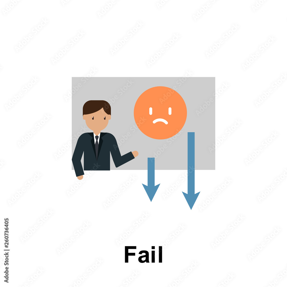 Fail color icon. Element of business illustration. Premium quality graphic design icon. Signs and symbols collection icon for websites, web design, mobile app Fail color icon. Element of business illustration. Premium quality graphic design icon. Signs and symbols collection icon for websites, web design, mobile app