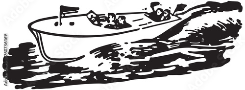 Speed Boat  - Retro Ad Art Illustration