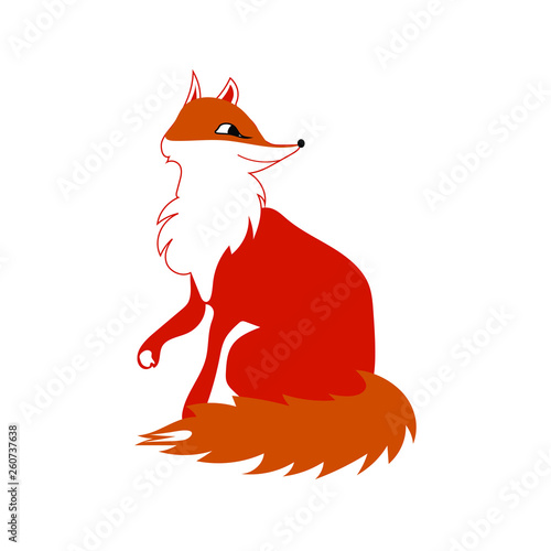 Yellow with orange forest Fox close-up on white background