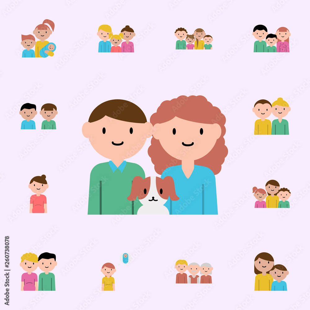 man, woman, dog cartoon icon. family icons universal set for web and mobile man, woman, dog cartoon icon. family icons universal set for web and mobile