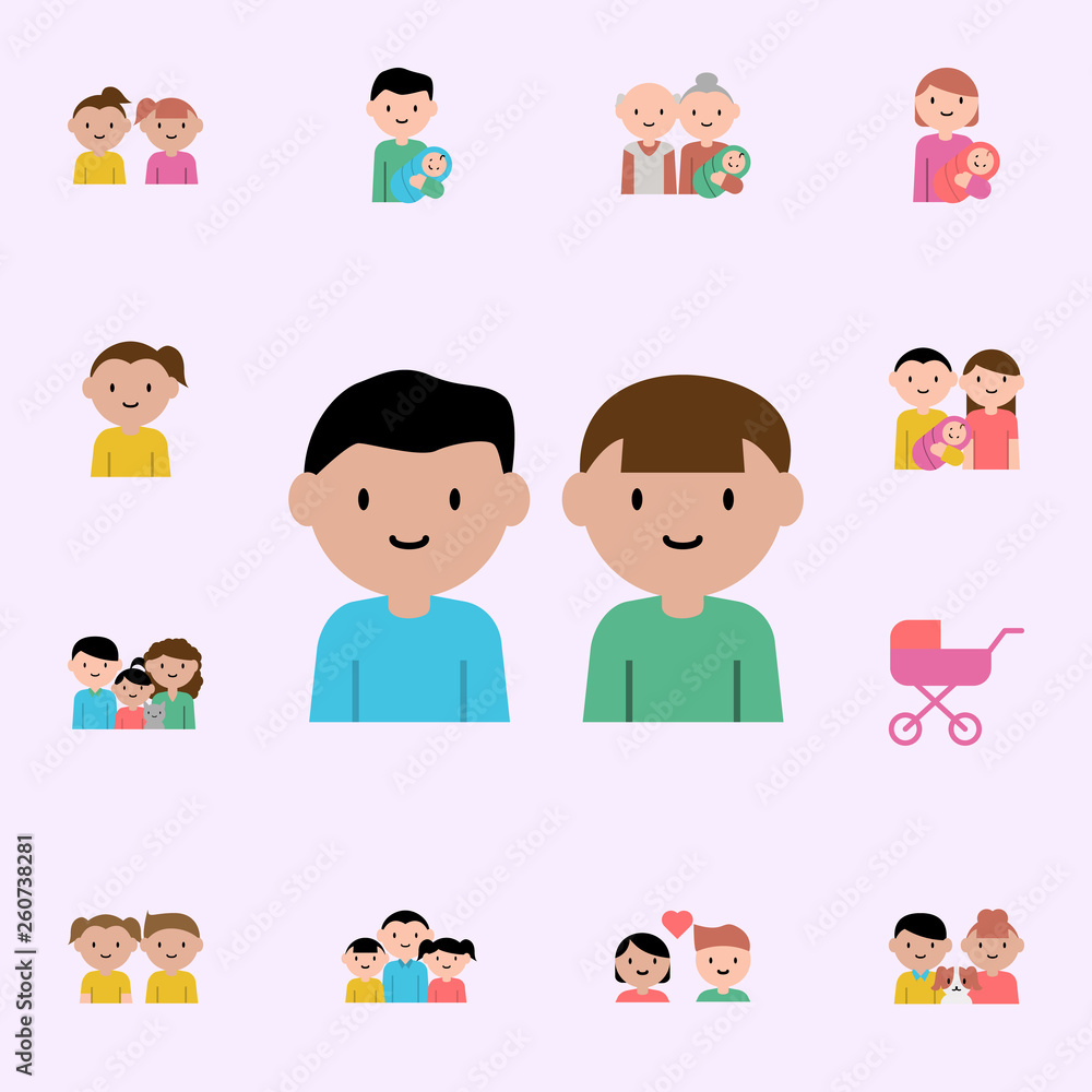 two boy cartoon icon. family icons universal set for web and mobile