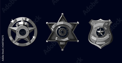 Silver with enamel Sheriff and police badges set