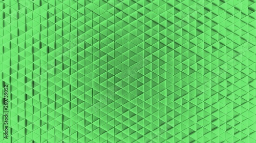 Abstract geometric plastic background from small triangles green