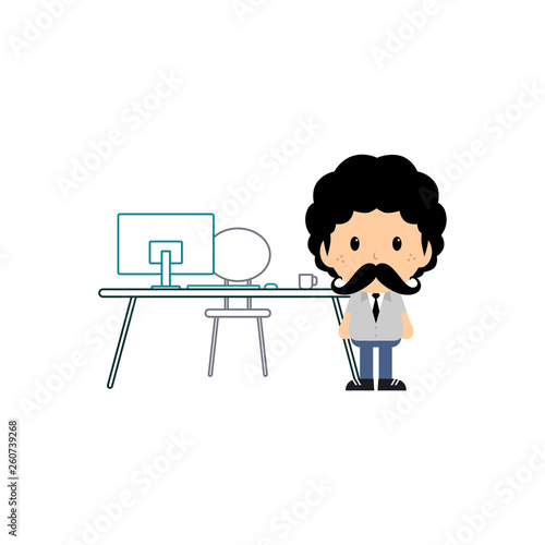 employee worker with work desk