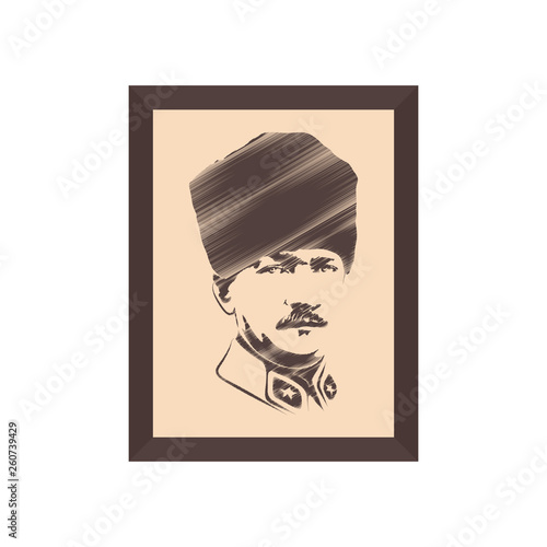 Mustafa Kemal Ataturk portrait vector illustration