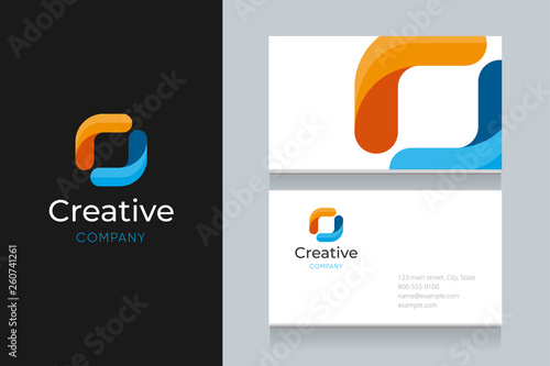 square logo with business card template. 