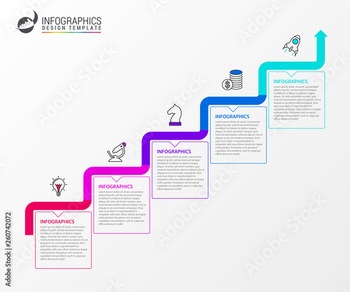 Infographic design template. Timeline concept with 5 steps