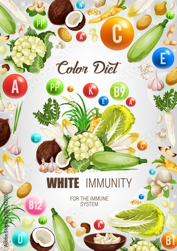 Color diet white healthy immunity food nutrition