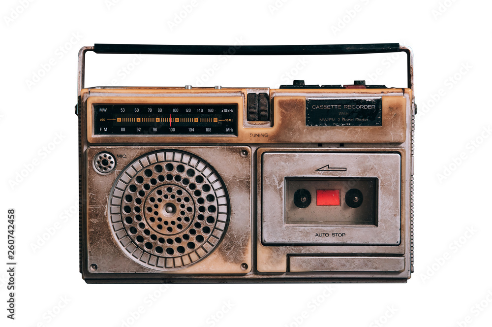 Fototapeta premium Old vintage transistor radito isolated on white background