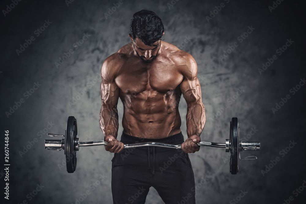 Muscular Men Exercise With Weights Muscular Men Exercise With Weights