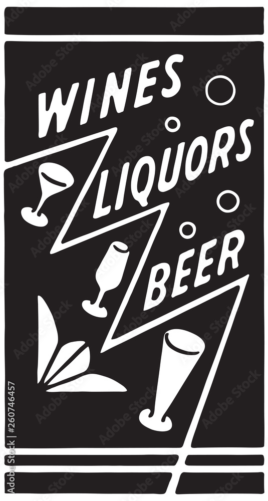 Fototapeta premium Wines Liquors Beer 6 - Retro Ad Art Banner