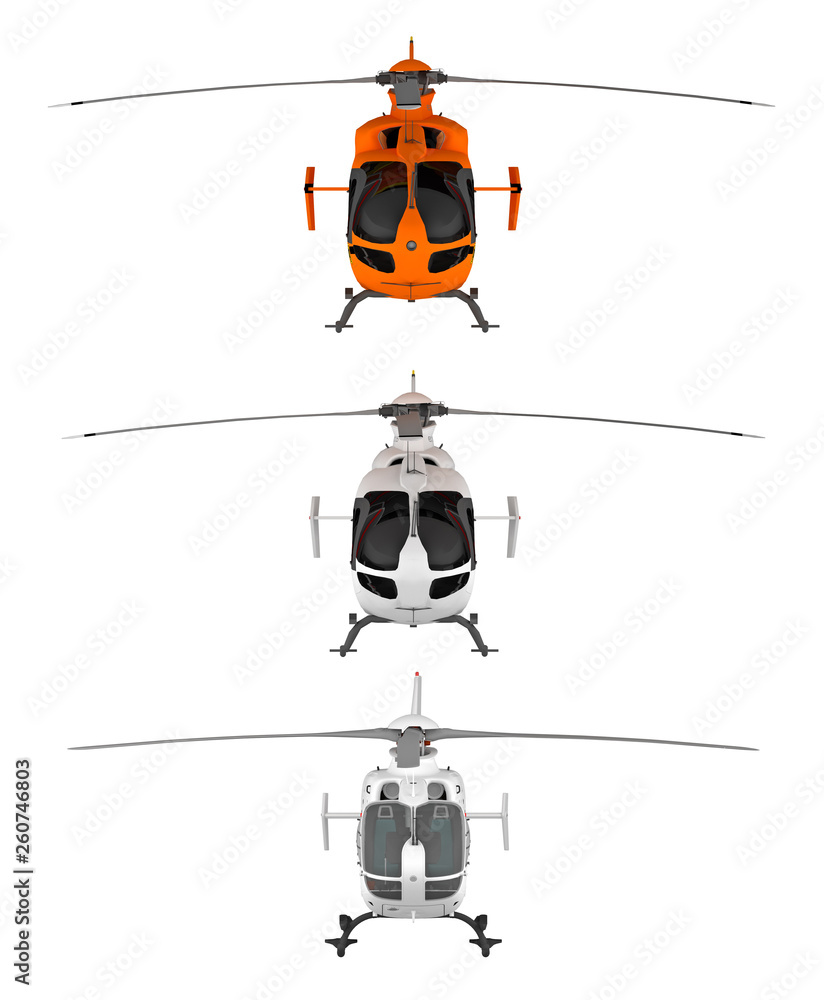 three helicopters front view isolated on white three helicopters front view isolated on white