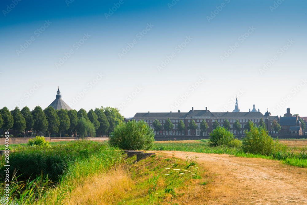 nature park Bossche Broek in Den Bosch, 's Hertogenbosch, buildings, tower, church, The Netherlands