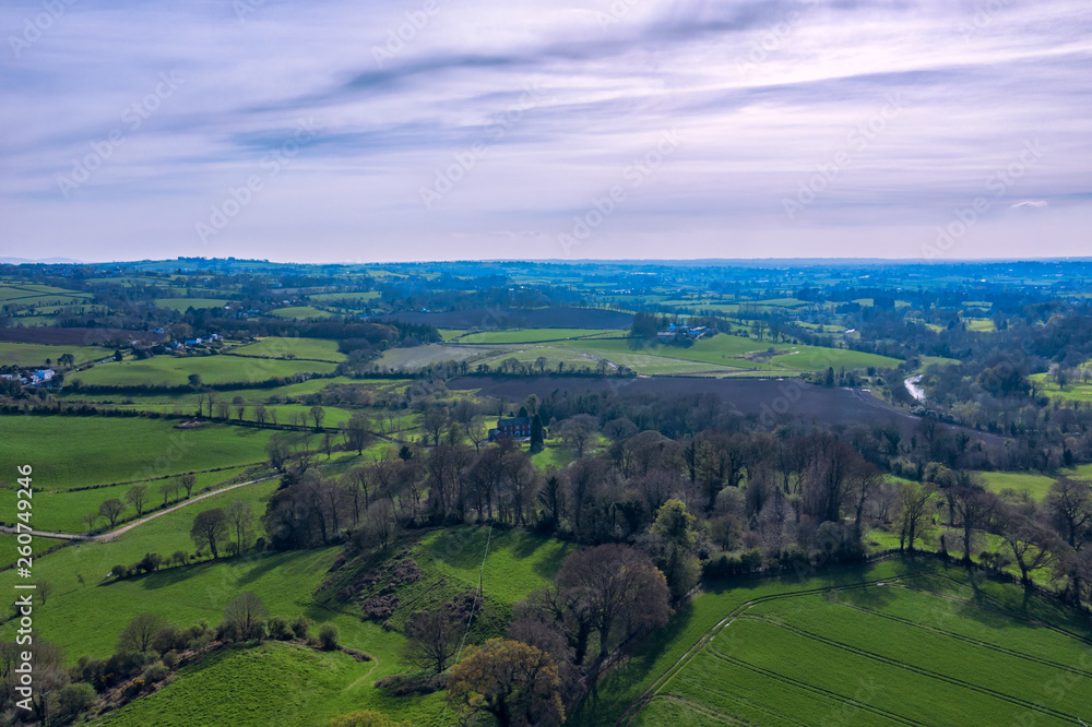 aerial view of  Spring countryside morning,Northern Ireland
