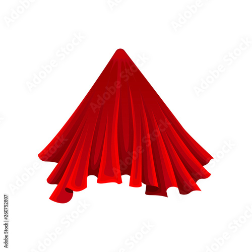 Cone under red silk cloth on white background.