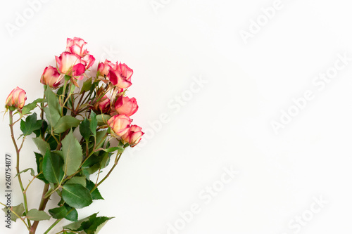 Top view of bouquet of pink roses