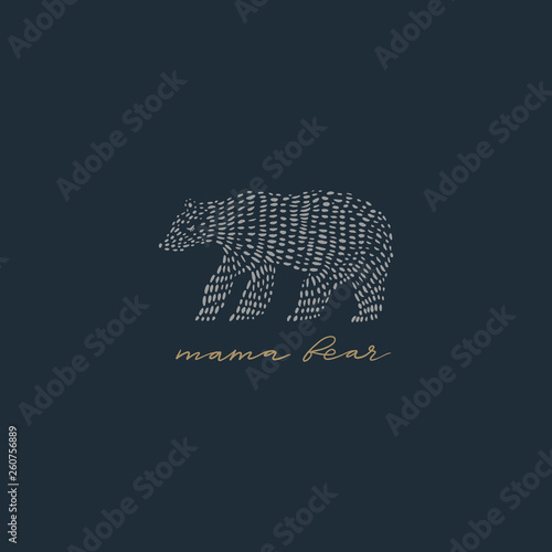 Mama bear nursery vector image, baby art, nursery design