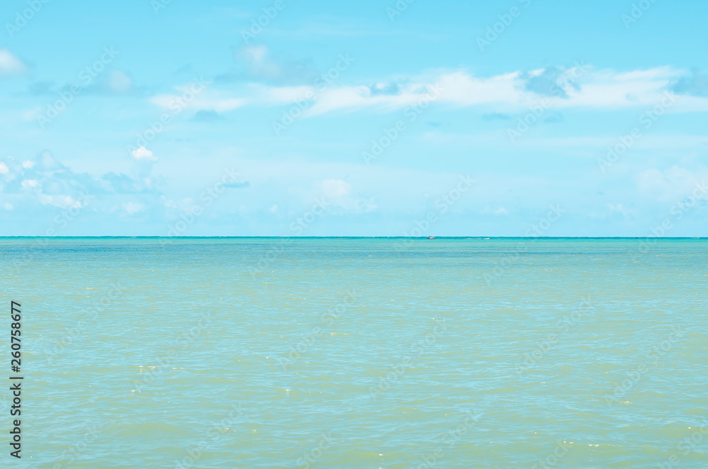 Seascape of a Brazilian northeast sea. Sea water of Joao Pessoa PB, Brazil.