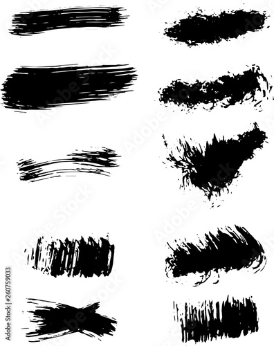 Vector collection of ink  grunge  dirty brush  black paint  strokes. Abstract grunge banner. Black brush stroke background.