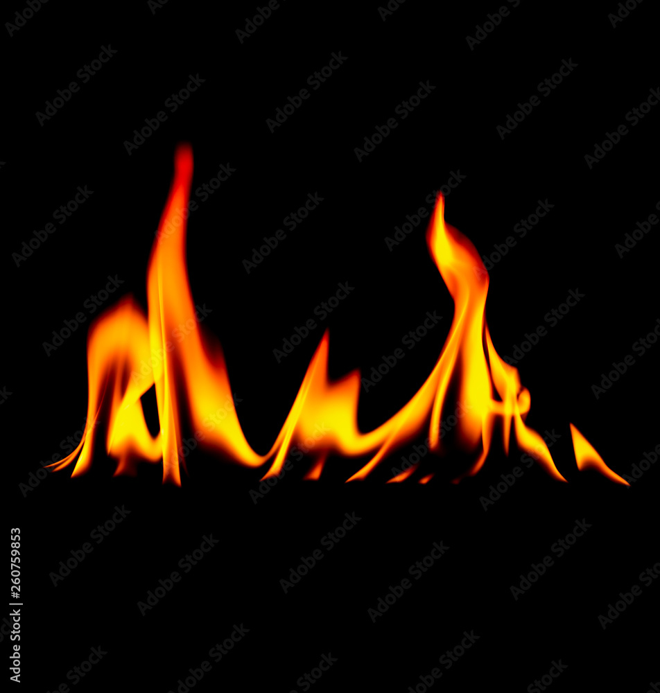 Fire flames on black background Hot stimulation in the heart Fire flames on black background Hot stimulation in the heart