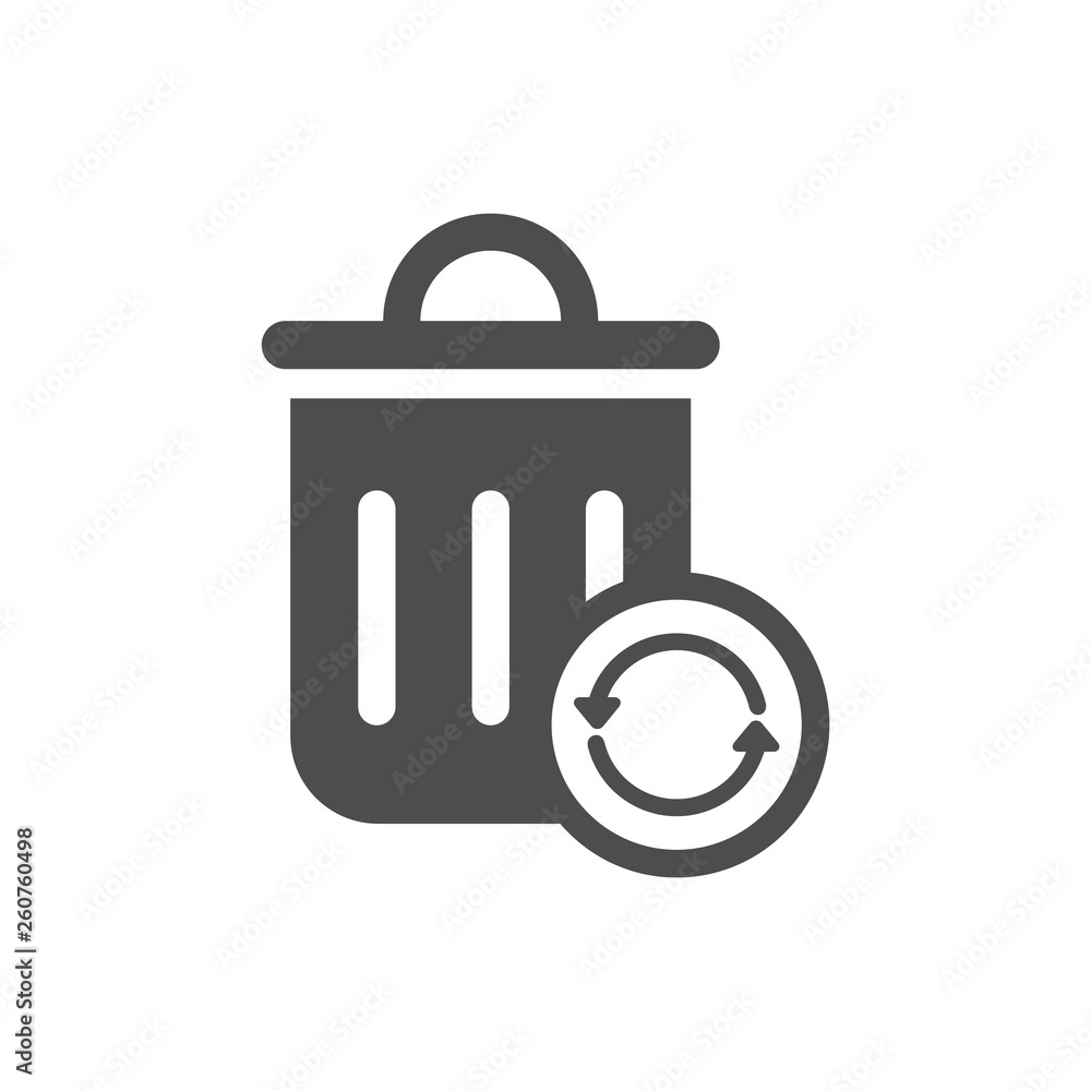 trash can with recycle arrows silhouette vector icon isolated on white background. recycle garbage bin sign icon trash can with recycle arrows silhouette vector icon isolated on white background. recycle garbage bin sign icon