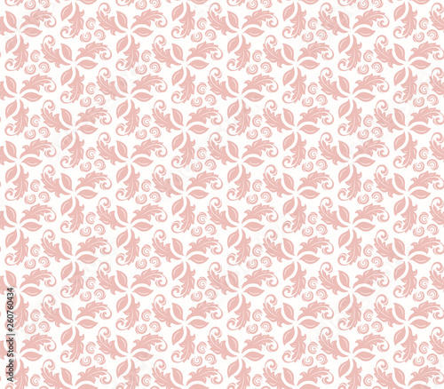 Floral pink ornament. Seamless abstract classic background with flowers. Pattern with repeating floral elements