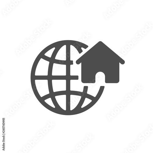 earth is our home vector icon. stop plastic pollution to save environment and ecology of earth. globe with house icon. eco friendly environment concept