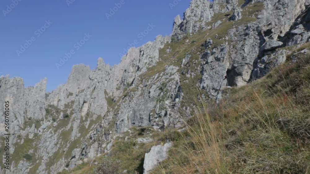 Panoramic view of the towers and spiers of the southern Grigna from the direct route, on a sunny autumn day. Panoramic view of the towers and spiers of the southern Grigna from the direct route, on a sunny autumn day.