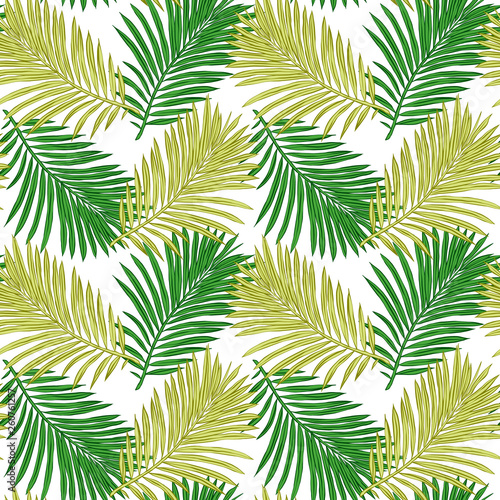 Seamless tropical background. Hand-drawn illustration of palm leaves. Background to create your design  packaging  invitations  greetings  textiles  wallpaper  etc. 