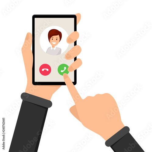 Incoming call, ringing phone vector illustration