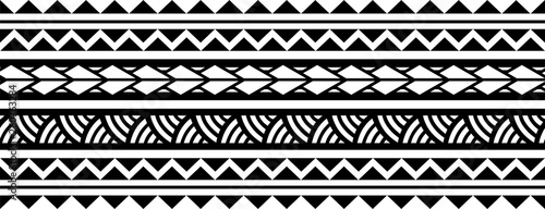 Polynesian tattoo sleeve pattern vector, samoan forearm and foot design, maori bracelet armband tattoo tribal, band fabric seamless ornament