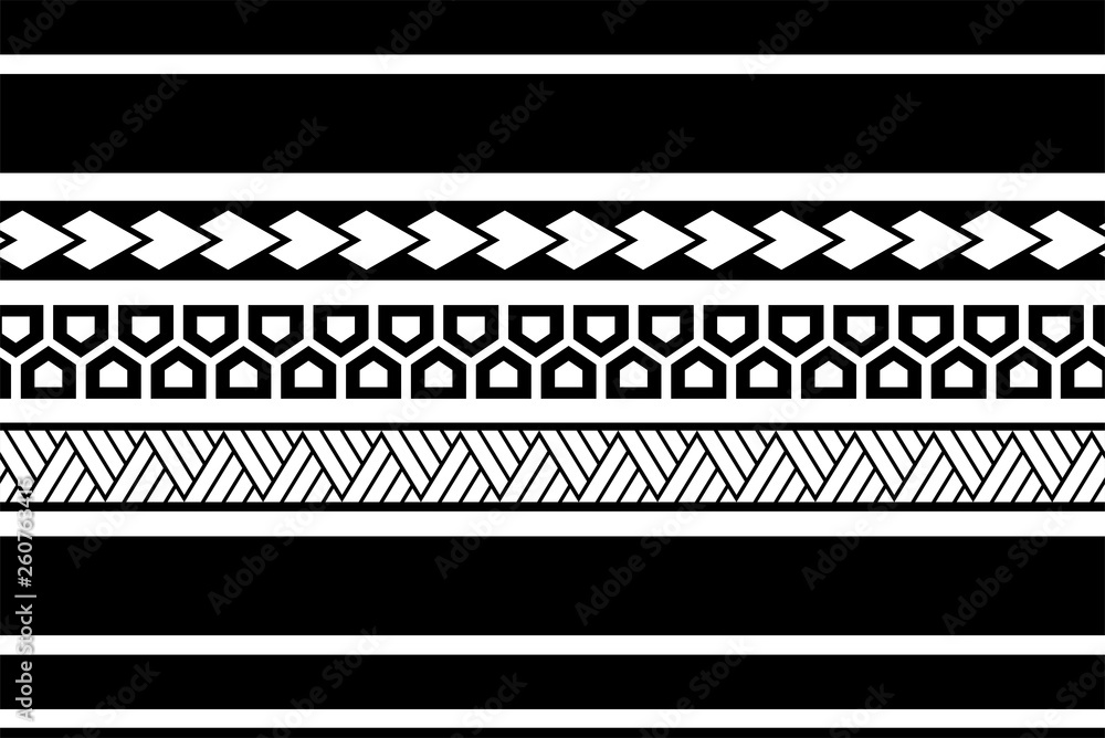 Polynesian Tattoo Sleeve Pattern Vector Samoan Forearm And Foot Design Maori Bracelet Armband Tattoo Tribal Band Fabric Seamless Ornament Stock Vector Adobe Stock