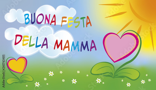 cartolina d'auguri naif per la festa della mamma photo