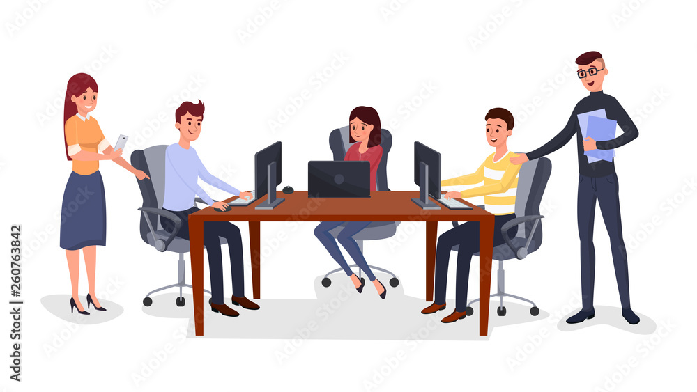 Business meeting, team management illustration Business meeting, team management illustration