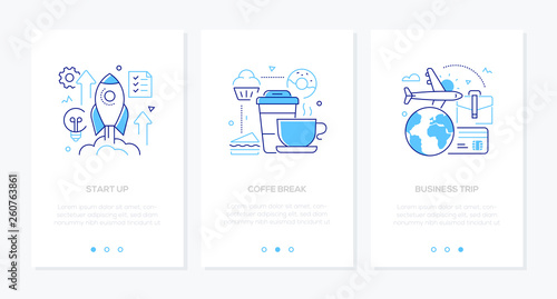 Business and finance - set of line design style vertical web banners