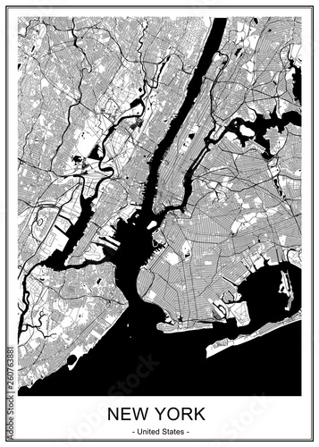 Fotografia map of the New York City, NY, USA