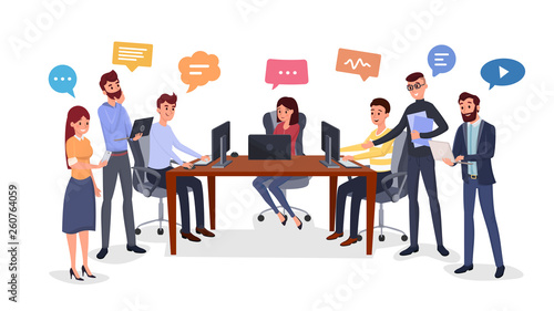 Team brainstorm, idea generation flat illustration