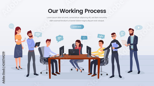 Business team working process landing page