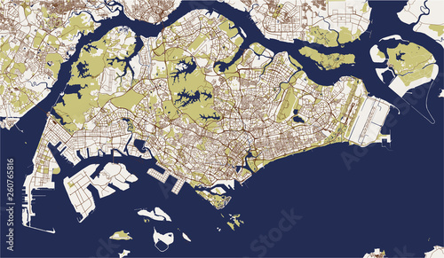 map of the city of Singapore, Republic of Singapore