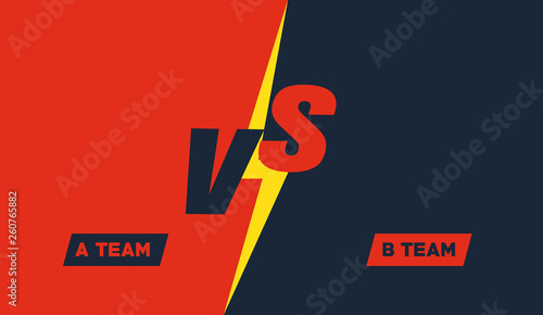 Versus screen design. Red and blue VS letters. Vector illustration