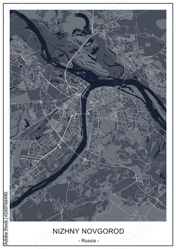 map of the city of Nizhny Novgorod, Russia