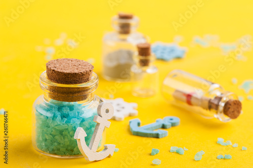 Bright summer holiday background with sea salts