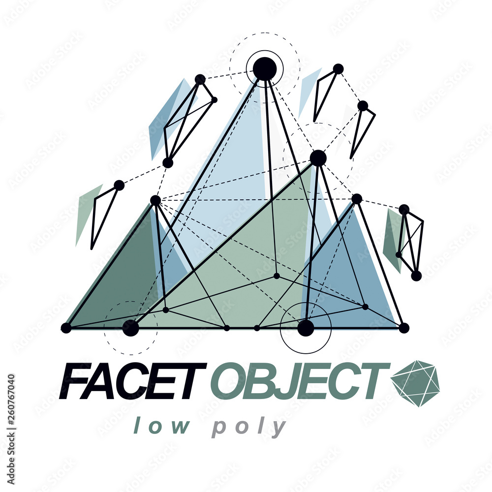 Abstract vector 3d geometric low poly object. Technology and science conceptual logo. Abstract vector 3d geometric low poly object. Technology and science conceptual logo.