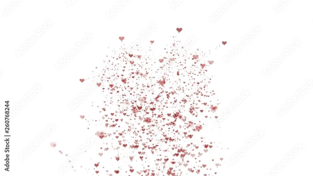 Red heart is isolated on white background. Accumulation of little hearts creates one large heart. Appearing from the bottom. The whole heart is being zoomed. Close up. Copy space. Red heart is isolated on white background. Accumulation of little hearts creates one large heart. Appearing from the bottom. The whole heart is being zoomed. Close up. Copy space.