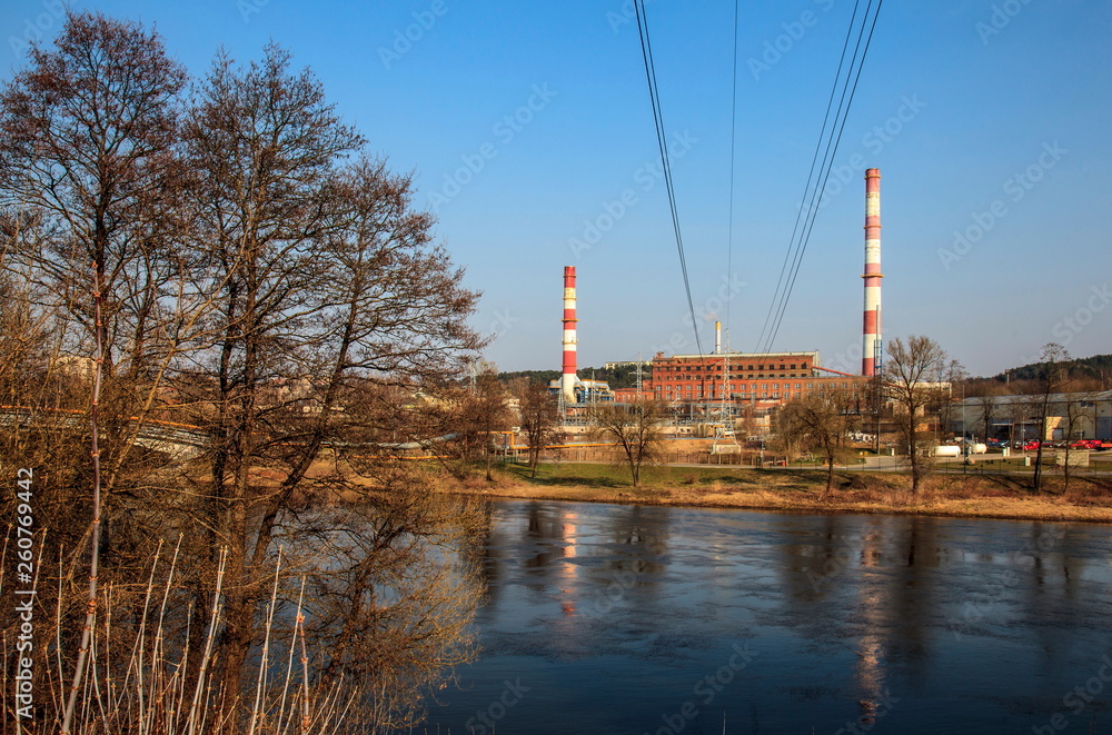 Obraz premium Thermal Power Plant near river Neris,Vilnius